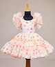 Li&Li BOUTIQUE Organza Ruffled Sleeves Floral Printed Tiered Dress - White & Peach Bud