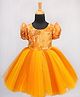 Li&Li BOUTIQUE Organza Half Puffed Sleeves Floral Printed Dress - Golden Yellow
