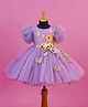 Li&Li BOUTIQUE Half Balloon Sleeves Floral Applique Detailed Dress - Dusty Lavender