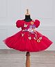 Li&Li BOUTIQUE Half Balloon Sleeves Floral Applique Detailed Dress - Candy Red