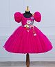 Li&Li BOUTIQUE Half Balloon Sleeves Floral Applique Detailed Dress - Dark Pink