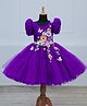 Li&Li BOUTIQUE Half Balloon Sleeves Floral Applique Detailed Dress - Purple