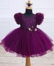 Li&Li BOUTIQUE Frill Sleeves Floral Embroidered & Applique Detailed Sequins Embellished Dress - Grape Purple