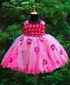 Li&Li BOUTIQUE Net Sleeveless Floral Applique Detailed Dress - Baby Pink & Hot Pink