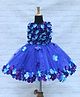 Li&Li BOUTIQUE Net Sleeveless Floral Applique Detailed Pearls Embellished Dress - Royal Blue