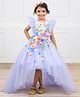 Li&Li BOUTIQUE Net Frill Sleeves Floral Applique Detailed High Low Dress - Powder Blue