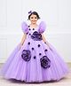 Li&Li BOUTIQUE Net Half Puffed Sleeves 3D Floral Applique Detailed Victorian Style Ball Gown - Lavender