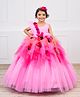 Li&Li BOUTIQUE Net Sleeveless Floral Applique Detailed & Pearls Embellished Victorian Style Ball Gown - Pink