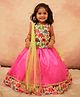 Li&Li BOUTIQUE Organza Sleeveless Elephants Printed Lace Embellished Lehenga Choli With Dupatta Set - Neon Pink