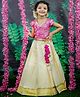 Li&Li BOUTIQUE Brocade Half Sleeves Handmade Tassels Detailed & Gota Lace Embellished Lehenga Choli Set - Hot Pink & Ivory