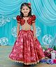 Li&Li BOUTIQUE Taffeta Half Puffed Sleeves Floral Printed & Embroidered Lehenga Choli With Dupatta Set - Maroon