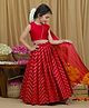 Li&Li BOUTIQUE Brocade & Modal Silk Sleeveless Chevron Printed Lehenga Choli With Attached Dupatta - Blood Red