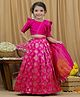 Li&Li BOUTIQUE Brocade & Modal Silk Half Puffed Sleeves Ethnic Motif Printed Lehenga Choli With Attached Dupatta - Rani Pink