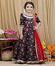 Li&Li BOUTIQUE Organza Three Fourth Sleeves Floral Printed Coordinating Lehenga Choli With Dupatta Set - Black