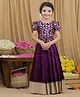 Li&Li BOUTIQUE Modal Silk Half Puffed Sleeves Floral Foil Printed Lehenga Choli Set - Plum & Purple