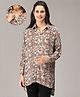 The Mom Store Cotton Rayon Full Sleeves Paisley Printed Oversized Maternity Top With Zipperless Nursing Access - Multi Colour