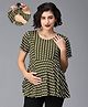 The Mom Store Cotton Half Sleeves Abstract Motifs Printed Maternity Top With Nursing Access - Multi Colour