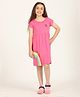 Zion Single Jersey Half Sleeves Rainbow & Lady Bug Printed Dress - Dark Pink