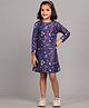Zion Cotton Full Sleeves Floral Printed Dress - Purple