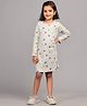 Zion Cotton Full Sleeves Fruits Printed Dress - Grey