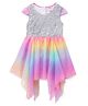 Zion Mesh Cap Sleeves Sequin Embellished & Ombre Dress - Silver