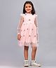 Zion Full Puffed Sleeves Floral Embroidered Frill Detailed Dress - Peach