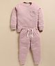Cot & Candy Cotton Modal Woven Full Sleeves Solid Tee & Pajama Set - Pink Blush