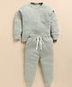Cot & Candy Cotton Modal Woven Full Sleeves Solid Tee & Pajama Set - Sage