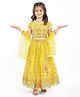 Babyhug Woven Half Sleeves Choli Lehenga Set And Dupatta With Sequin Floral Embroidery & Lace Detailing - Yellow