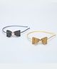 Tia Hair Accessories Set Of 2 Bow Applique Detailed Glitter Designed Hair Bands - Gold & Silver