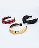 Tia Hair Accessories Set Of 3 Striped & Polka Dots Foil Designed Hair Bands - Black Yellow & Maroon