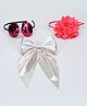 Tia Hair Accessories Set Of 3 Floral & Bow Designed Hair Bands & Hair Clip Set - Pink & Cream