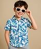 OLLINGTON ST. 100% Cotton Sinker Knit Half Sleeves Shirt With Tropical Print - White