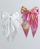 Tia Hair Accessories Set Of 2 Bow Designed Shimmered Hair Clips - Pink & White