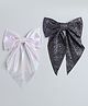 Tia Hair Accessories Set Of 2 Bow Designed Shimmered Hair Clips - Lavender & Grey