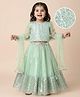 Babyhug Woven Three Fourth  Sleeves Choli And Lehenga Set With Dupatta  And Sequins Work With Lace Detailing - Mint