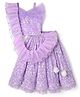 Babyhug Woven Sleeveless Choli Lehenga Set & Dupatta With Sequin Floral Embroidery & Lace Detailing - Lavender