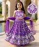Babyhug Woven Sleeveless Floral Embroidered Choli Lehenga Set with Dupatta & Sequin Detailing - Purple