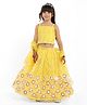 Babyhug Woven Sleeveless Choli And Lehenga Set With Dupatta And Floral Embroidery Sequins Work - Yellow