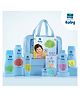 Parachute Advansed Baby Gift Pack New Born Baby Essentials 100% Virgin Coconut Oil with Travel Friendly Multi Utility Clear Bag - Light Blue