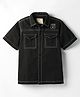 Ruff Cotton Woven Solid Colour Shirt - Black