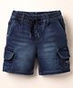 Ruff Denim Woven Above Knee Length Bermuda - Navy Blue