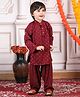 Polka Tots Cotton Full Sleeves Foil Printed Kurta & Pyjama Set - Maroon