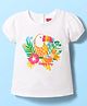 Babyhug Cotton Knit Half Puffed Sleeves T-Shirt with Bird Print - White