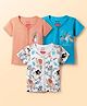 Babyhug Disney 100% Cotton Half Sleeves Front Open Jhablas with Mowgli & Friends Graphic Pack of 3 - Light Blue & White