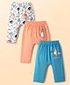 Babyhug Disney Interlock Knit Full Length Diaper Leggings with Jungle Book Graphic Pack of 3 - Blue Orange & White