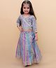 The Mom Store Cotton Three Fourth Sleeves Floral Printed Gota Lace Embellished Lehenga Choli - Multi Colour