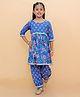 The Mom Store Cotton Three Fourth Sleeves Floral Printed Gota Lace Embellished Salwar Kurta Set - Multi Colour