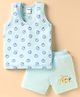 Tango Single Jersey Knit Animal Printed Vest & Shorts - Aqua