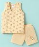 Tango Single Jersey Knit Animal Printed Vest & Shorts - Yellow